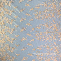 Tissu perlé orange à la main avec fleurs 3D